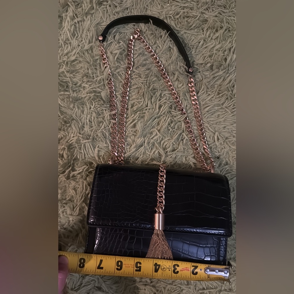 Aldo Black Croc-Embossed Chain Shoulder Bag - Picture 3 of 10